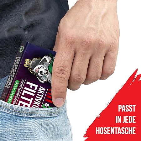 Mari & Juan 50 Aktivkohlefilter SLIM I 5,9 mm dünne Filter mit Aktivkohle auf Kokosnussbasis, 50 Stück in Grün I Schadstoffärmeres Rauchgefühl - Mari & Juan