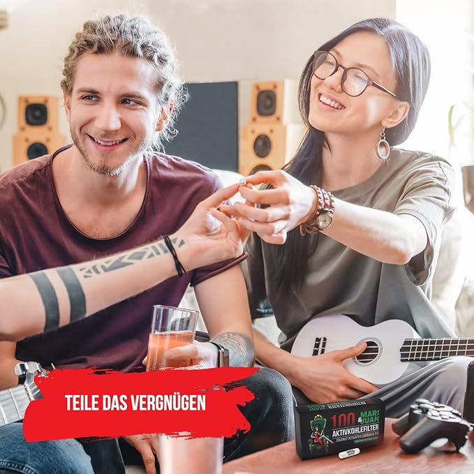 Mari & Juan 100 Aktivkohlefilter SLIM Size I 5.9mm dünne Filter mit Aktivkohle auf Kokosnussbasis, 100 Stück, Weiß I Schadstoffärmeres Raucherlebnis - Mari & Juan