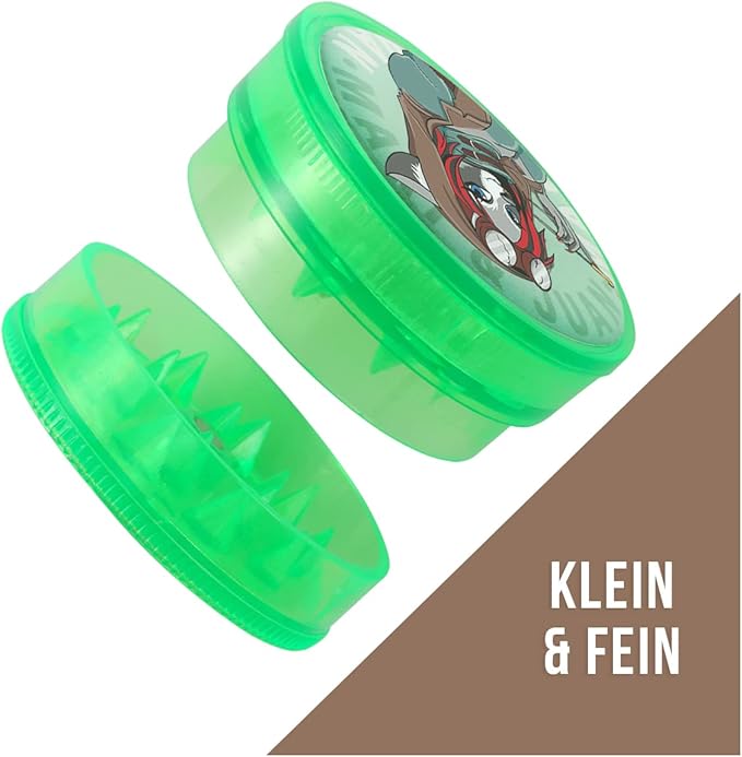 Mari & Juan Premium Grinder I Mari Edition I 2-teilig I ø 4 cm mit einer Gesamthöhe von 2 cm I aus hochwertigem Kunststoff I Kräutermühle zum Mahlen von Kräuter, Gras, Tabak, Gewürze - Mari & Juan