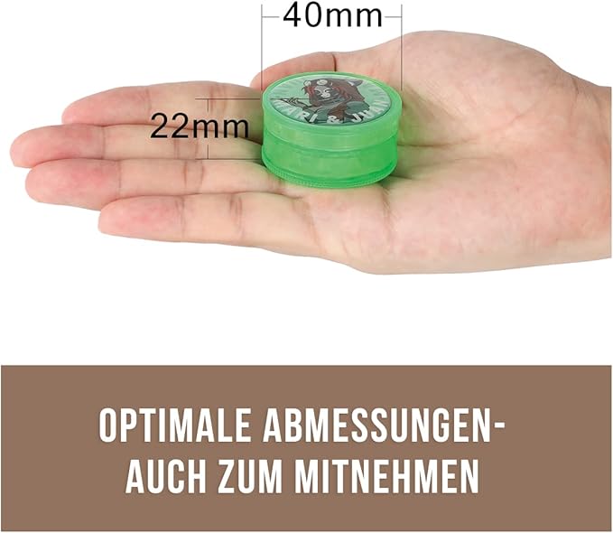 Mari & Juan Premium Grinder I Mari Edition I 2-teilig I ø 4 cm mit einer Gesamthöhe von 2 cm I aus hochwertigem Kunststoff I Kräutermühle zum Mahlen von Kräuter, Gras, Tabak, Gewürze - Mari & Juan
