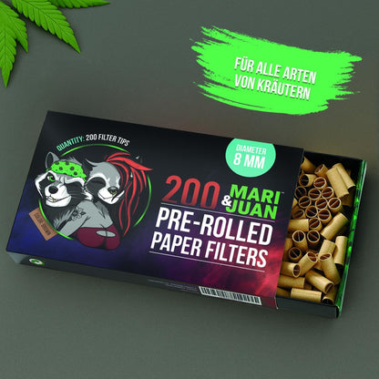 Vorgedrehte Filter Tips. 200 Stück (ø8 mm)