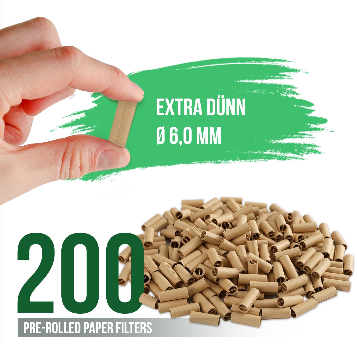 Mari & Juan 200 vorgedrehte Filter | 6mm Durchmesser, ungebleichtes Pflanzenfaserpapier | Braune Papierfilter, Umweltfreundliche Filter tips | Filterspitzen Box I pre rolled tips - Mari & Juan