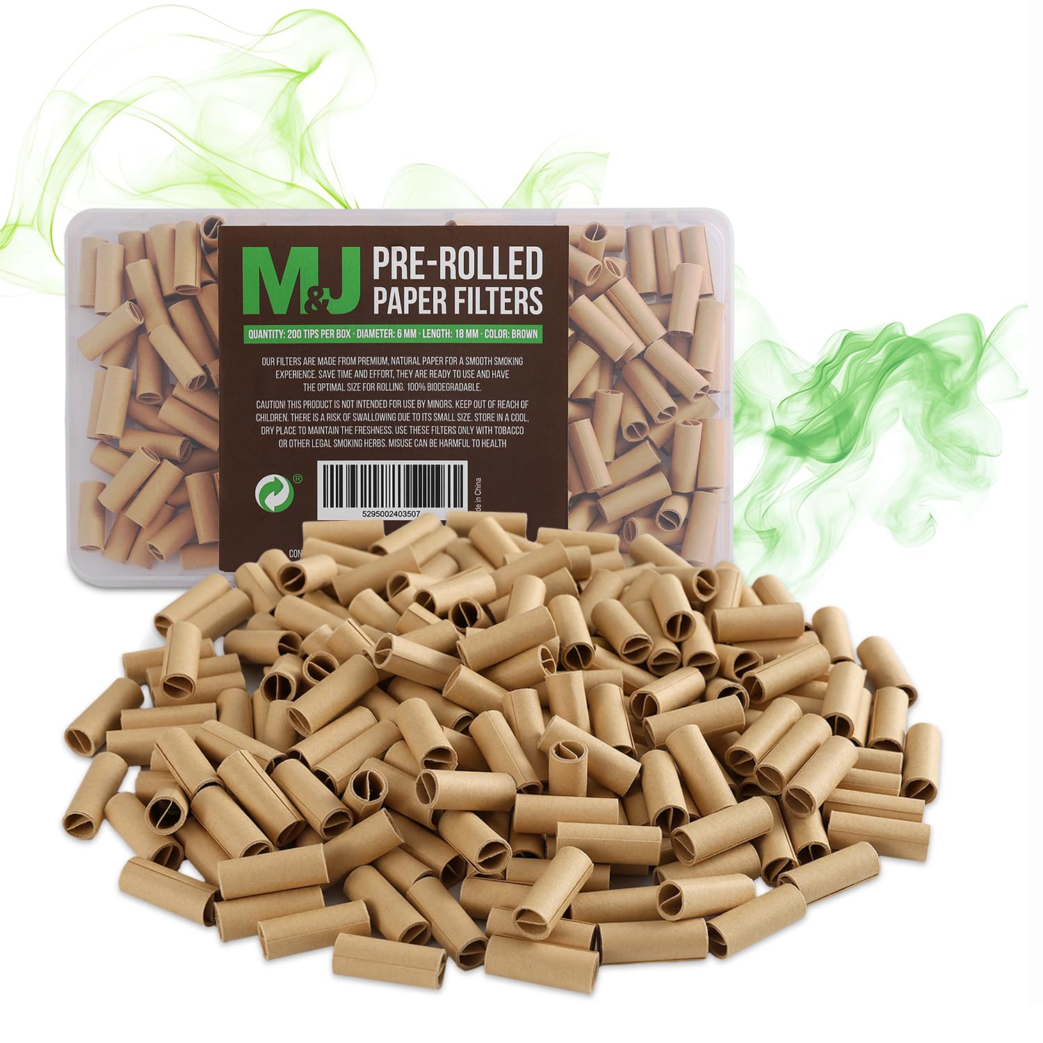 Mari & Juan 200 vorgedrehte Filter | 6mm Durchmesser, ungebleichtes Pflanzenfaserpapier | Braune Papierfilter, Umweltfreundliche Filter tips | Filterspitzen Box I pre rolled tips - Mari & Juan