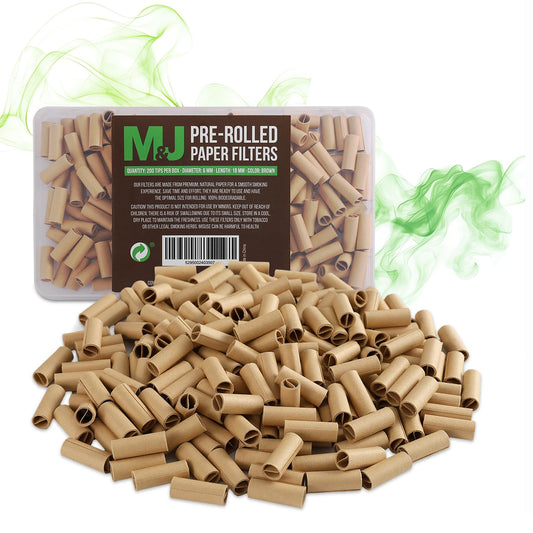 Mari & Juan 200 vorgedrehte Filter | 6mm Durchmesser, ungebleichtes Pflanzenfaserpapier | Braune Papierfilter, Umweltfreundliche Filter tips | Filterspitzen Box I pre rolled tips - Mari & Juan