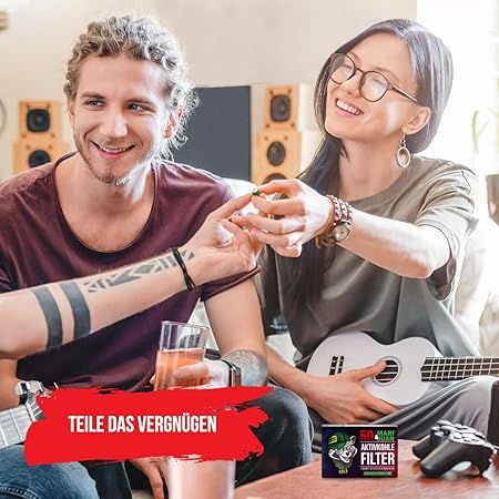 Mari & Juan 50 Aktivkohlefilter SLIM I 5,9 mm dünne Filter mit Aktivkohle auf Kokosnussbasis, 50 Stück in Grün I Schadstoffärmeres Rauchgefühl - Mari & Juan